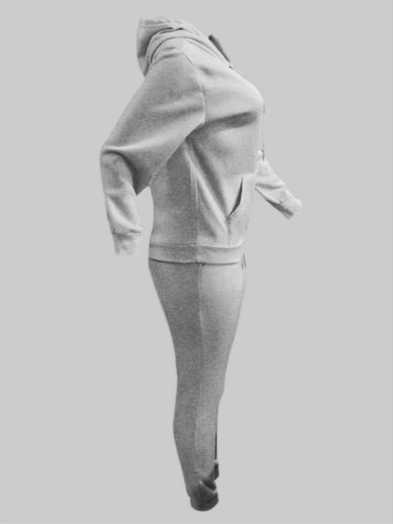 Sexy Padded Thick Print Hooded Sweatshirt Pants Sports 2 Piece Set