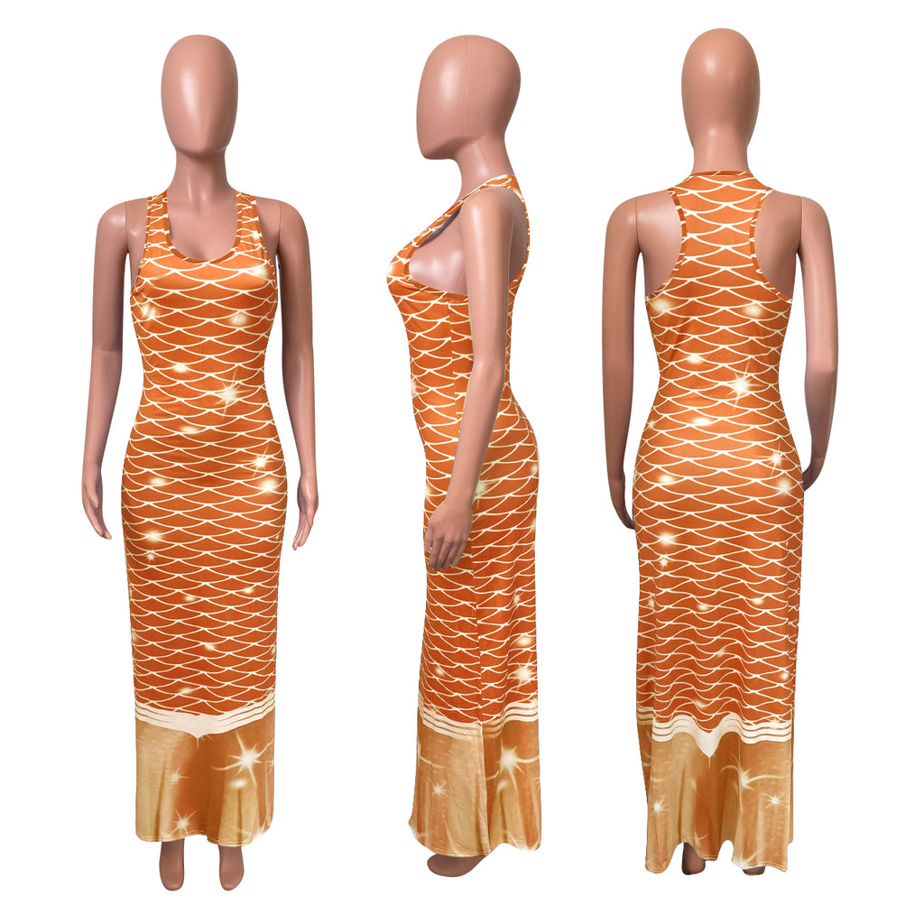 Sexy Casual Printed Sleeveless Maxi Dress