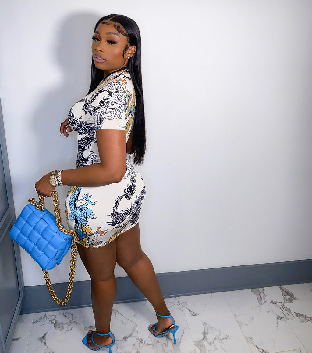 Sexy Sexy Printed Short Sleeve Mini Dress