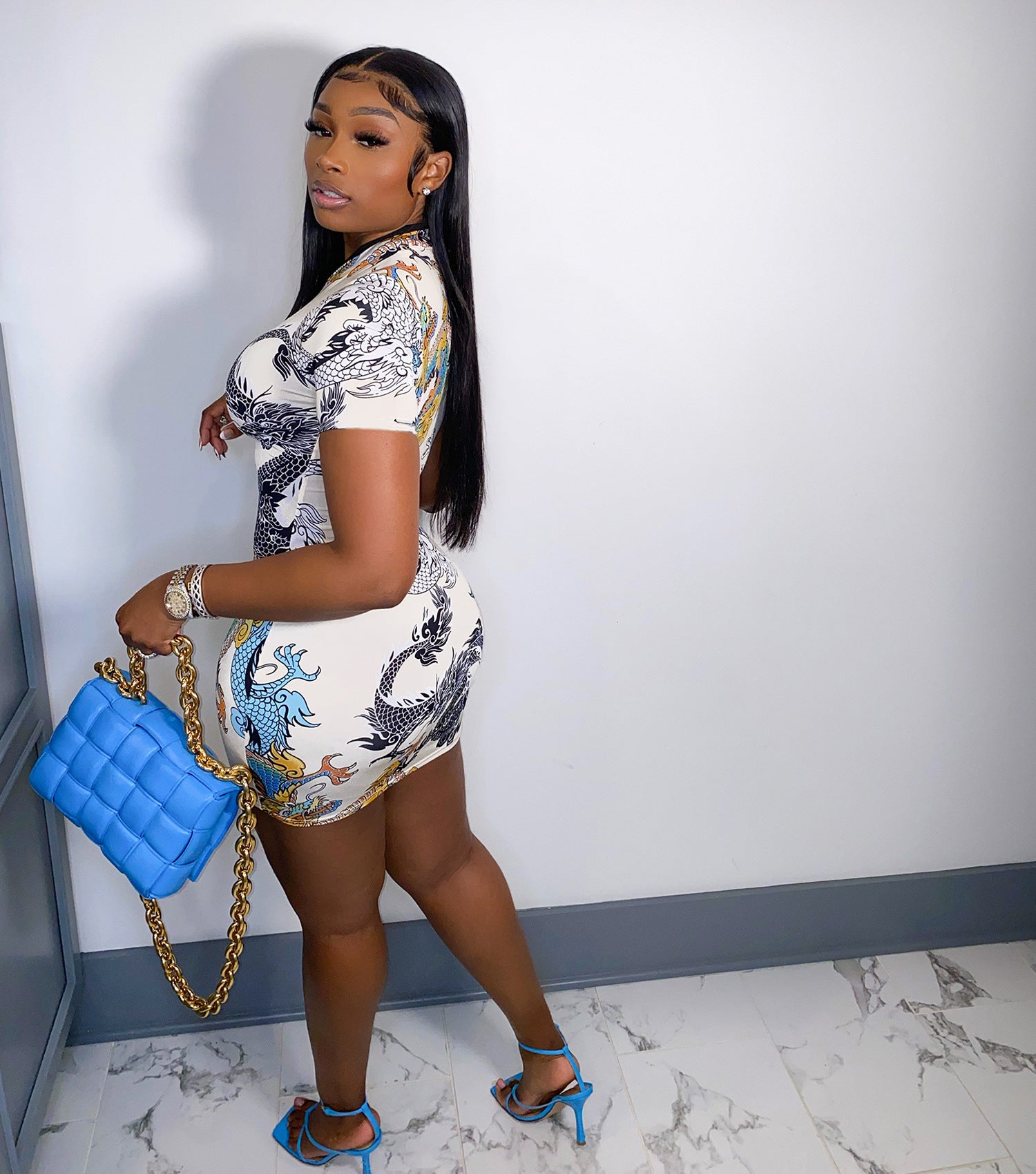 Sexy Sexy Printed Short Sleeve Mini Dress
