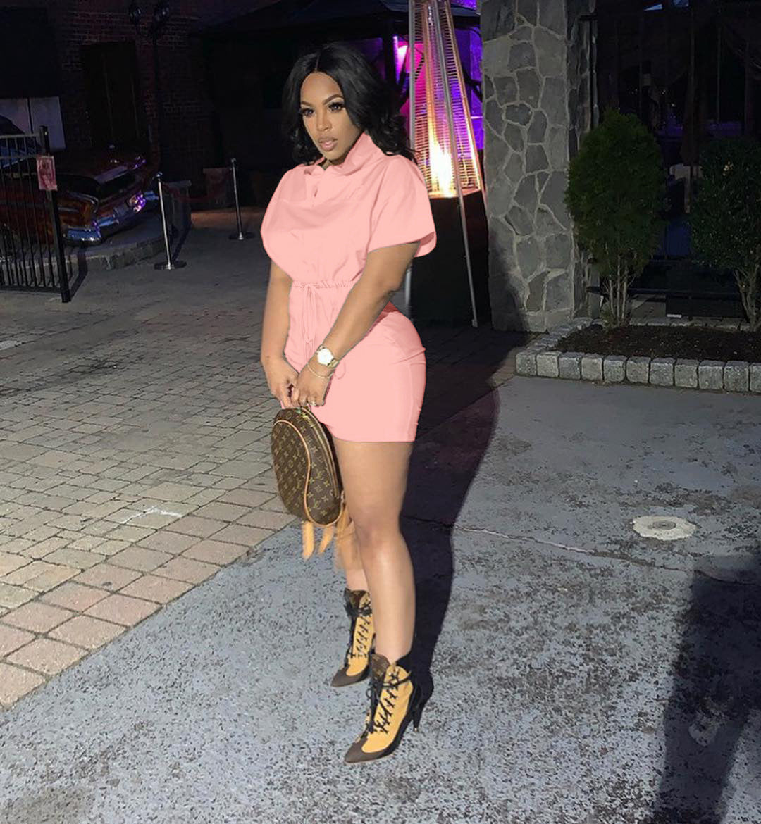 Sexy Solid Color Casual Sweet Short Sleeve Dress