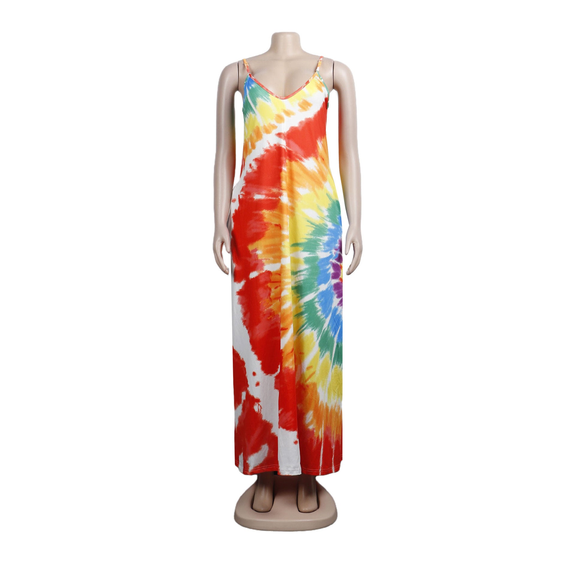 Sexy Tie Dye Print Spaghtti Strap Maxi Dress