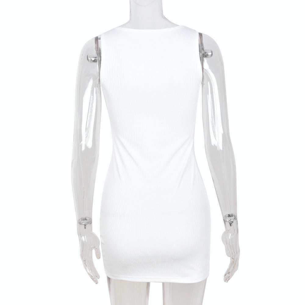 Sexy Crucifix Sleeveless Slim Mini Dress