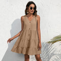 Sexy Solid V Neck Sleeveless Mini Dress