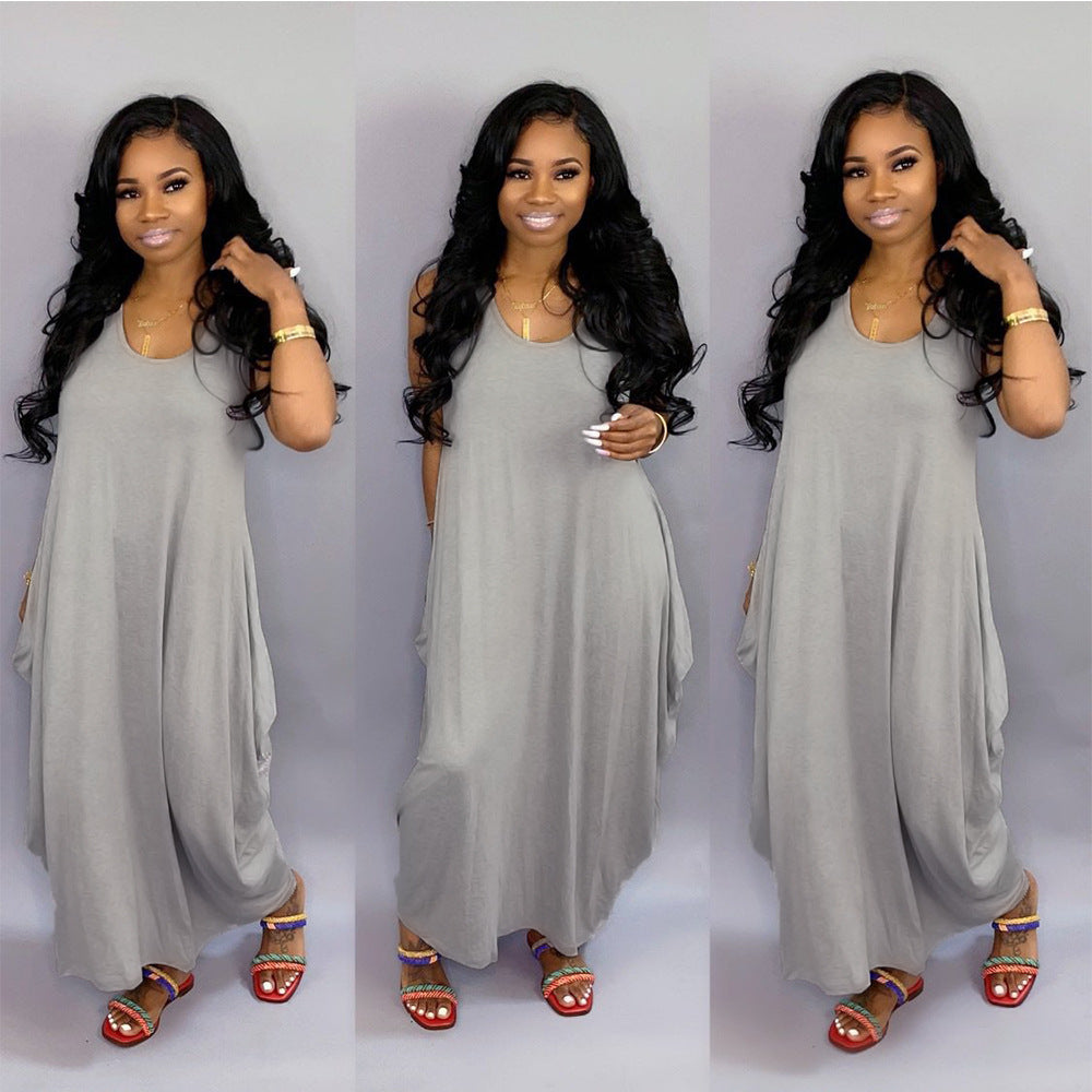 Sexy Solid Sleeveless Loose Maxi Dress