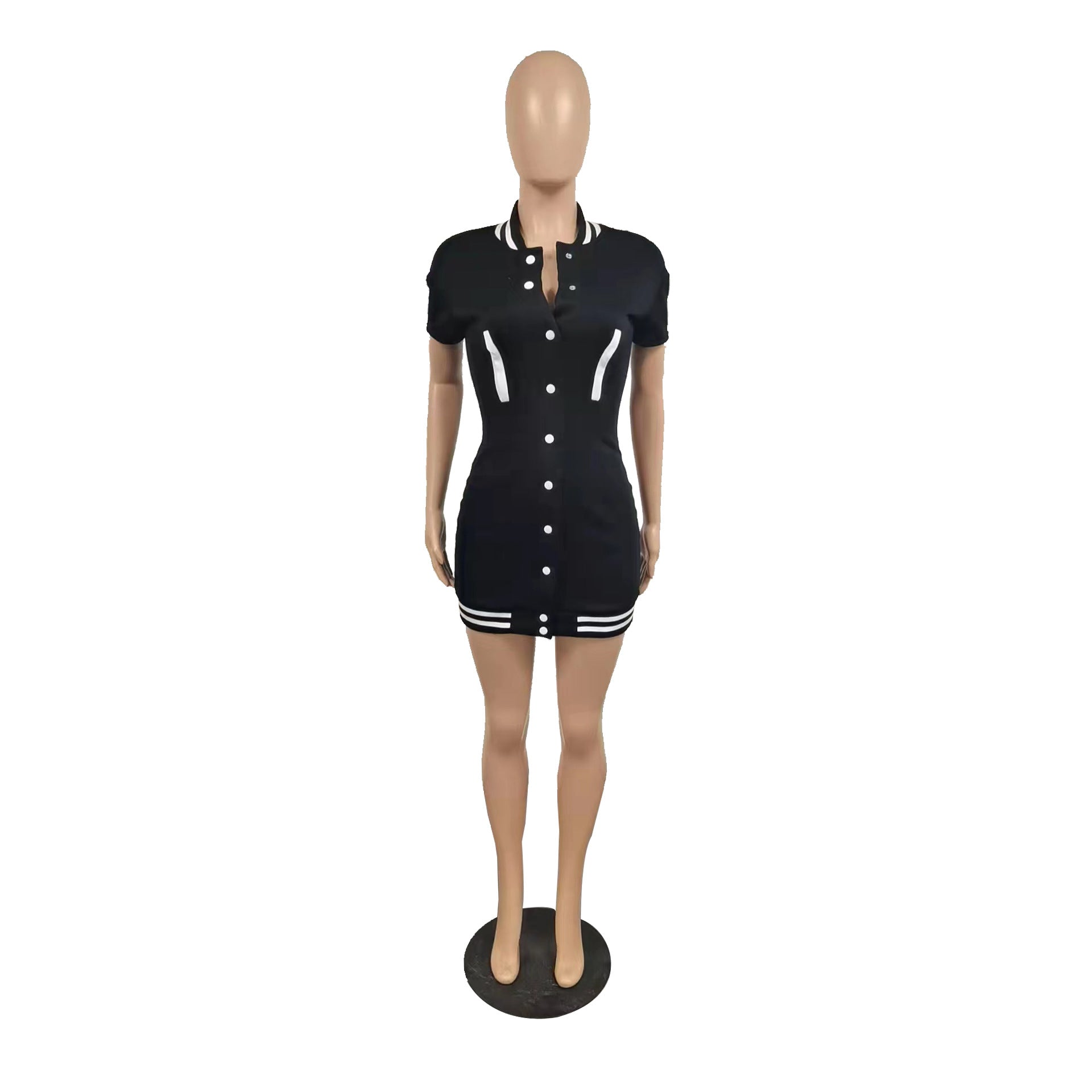 Sexy Casual Buttons Baseball Mini Dress