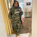 Sexy Long Sleeve Sport Camo Print Two Piece Set