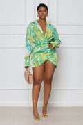 Sexy Sexy Printed Long Sleeve Mini Dress