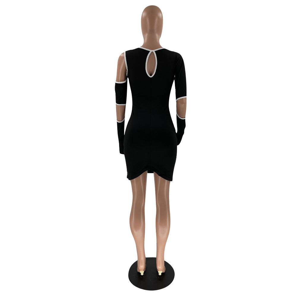 Sexy Sexy Long Sleeve Hollow Out Irregular Club Dress