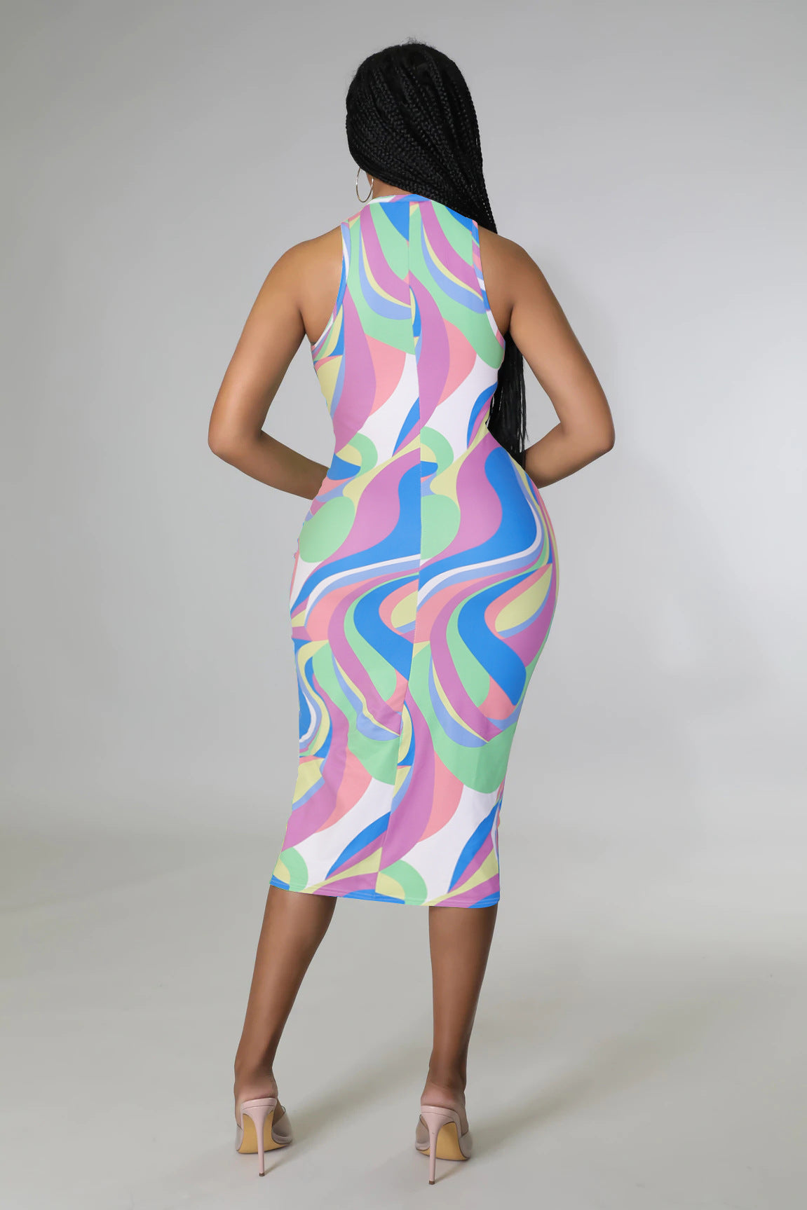 Sexy Sexy Printed Sleeveless Slim Midi Dress