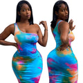 Sexy Printed One Shoulder Sexy Dress