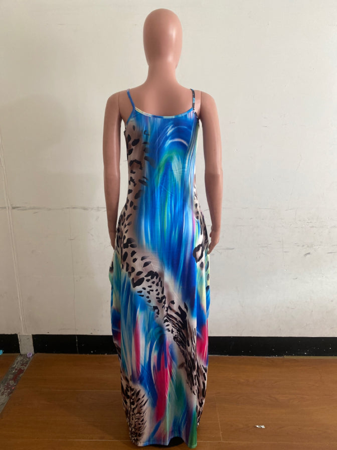 Sexy Plus Size Leopard Print Loose Maxi Dress
