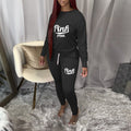 Sexy Casual PINK Letter Print Long Sleeve And Pants 2 Piece Set