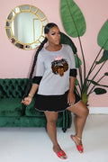 Sexy Casual Splice Print Ruffle Sleeves Dress