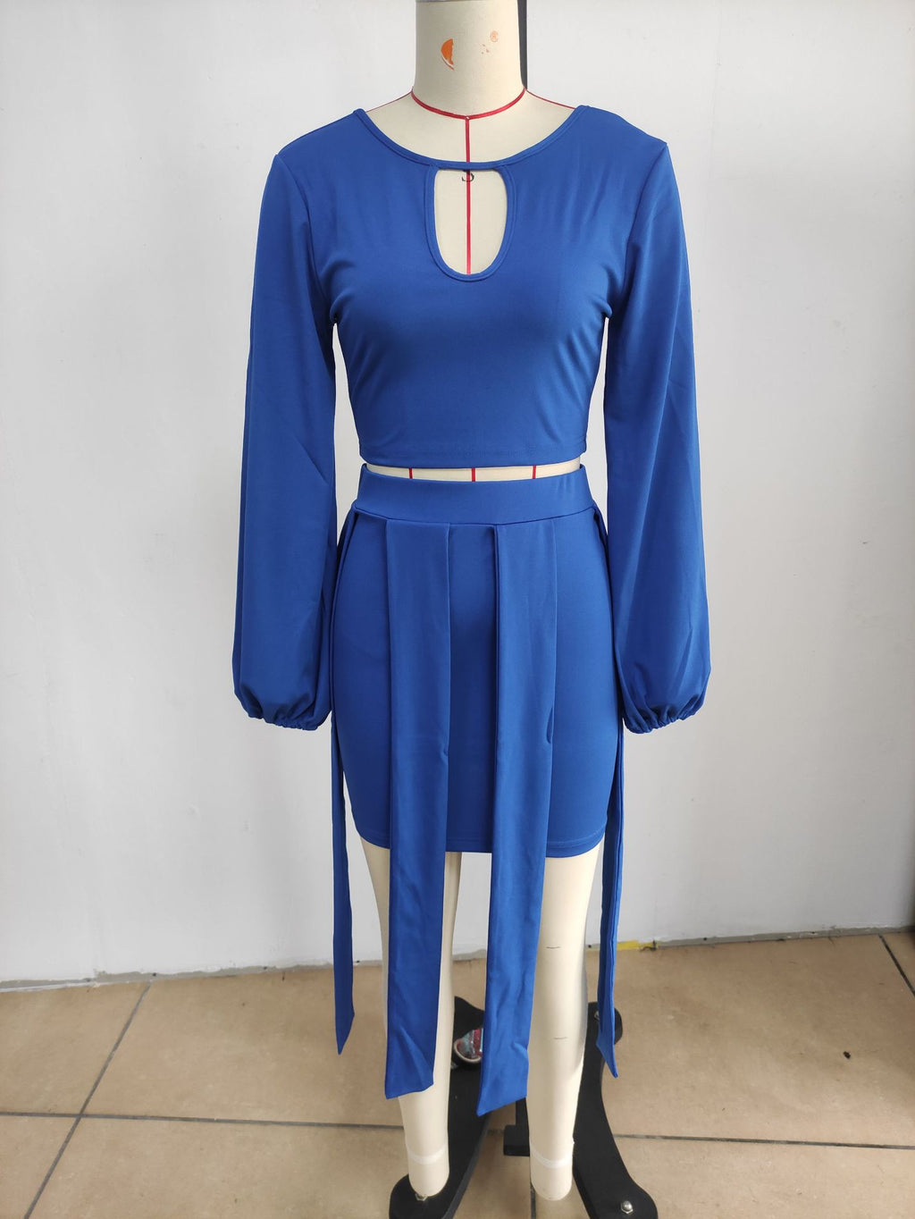 Sexy Sexy Solid Color Puff Sleeve Two Piece Skirt Set
