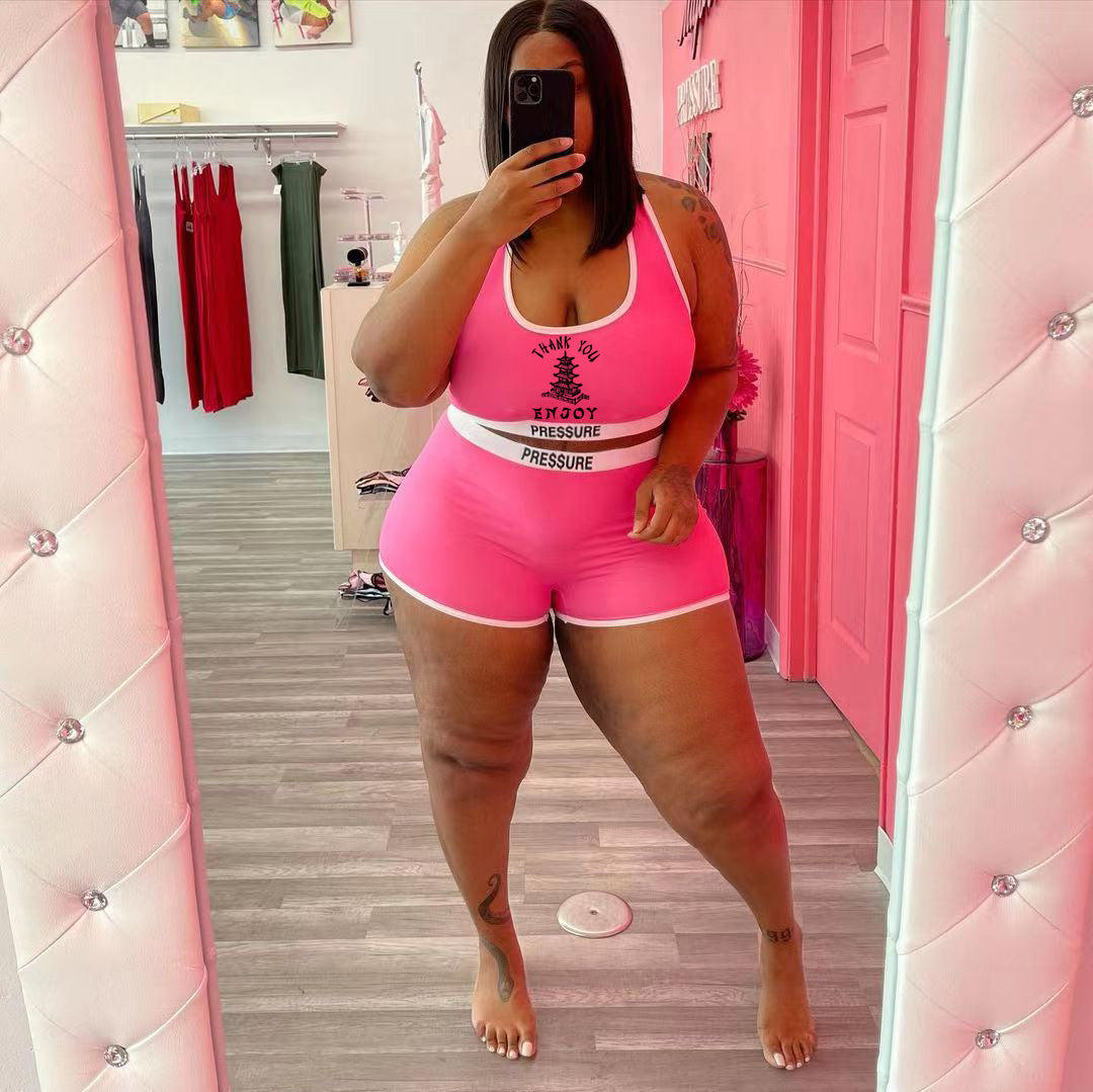 Sexy Plus Size Printed Fashion Casual Sports Two Piece Sets
