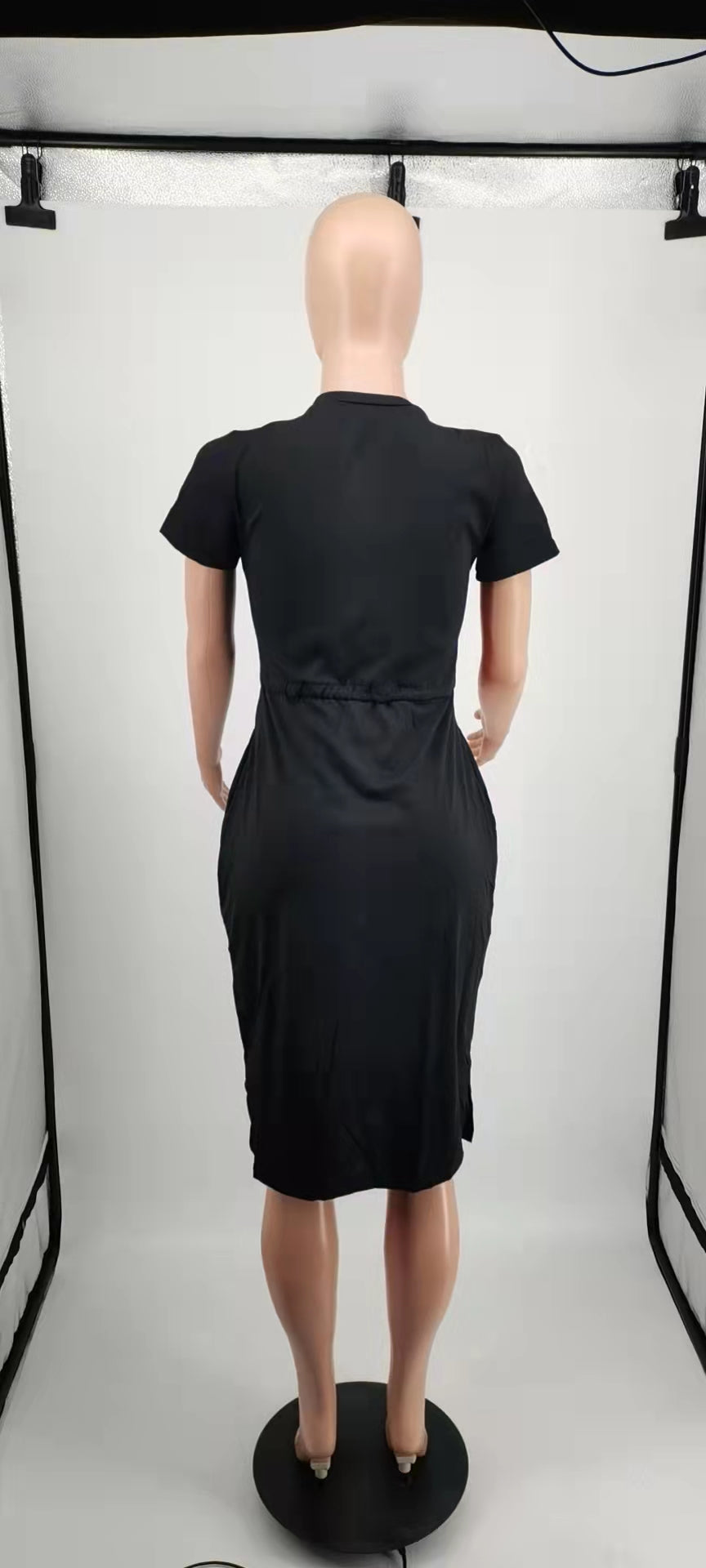 Sexy Casual Short Sleeve Solid PINK Letter Print Midi Dress