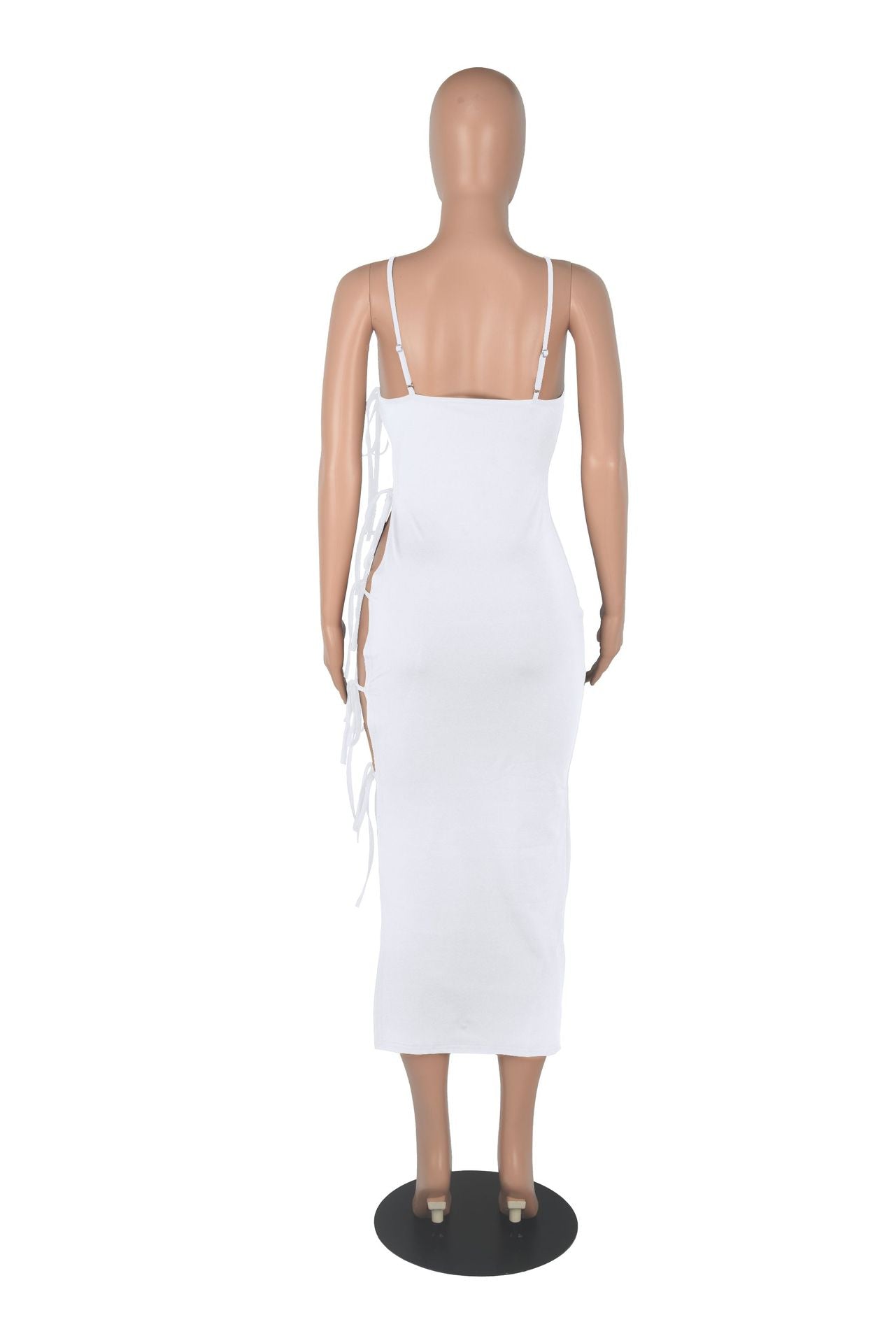 Sexy Sexy Solid Lace-Up Hollow Sling Dress