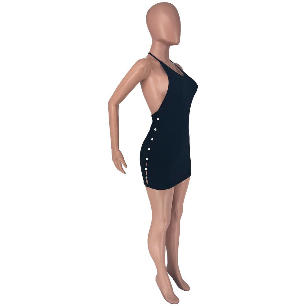 Sexy Solid Sexy Halter Slim Mini Dress