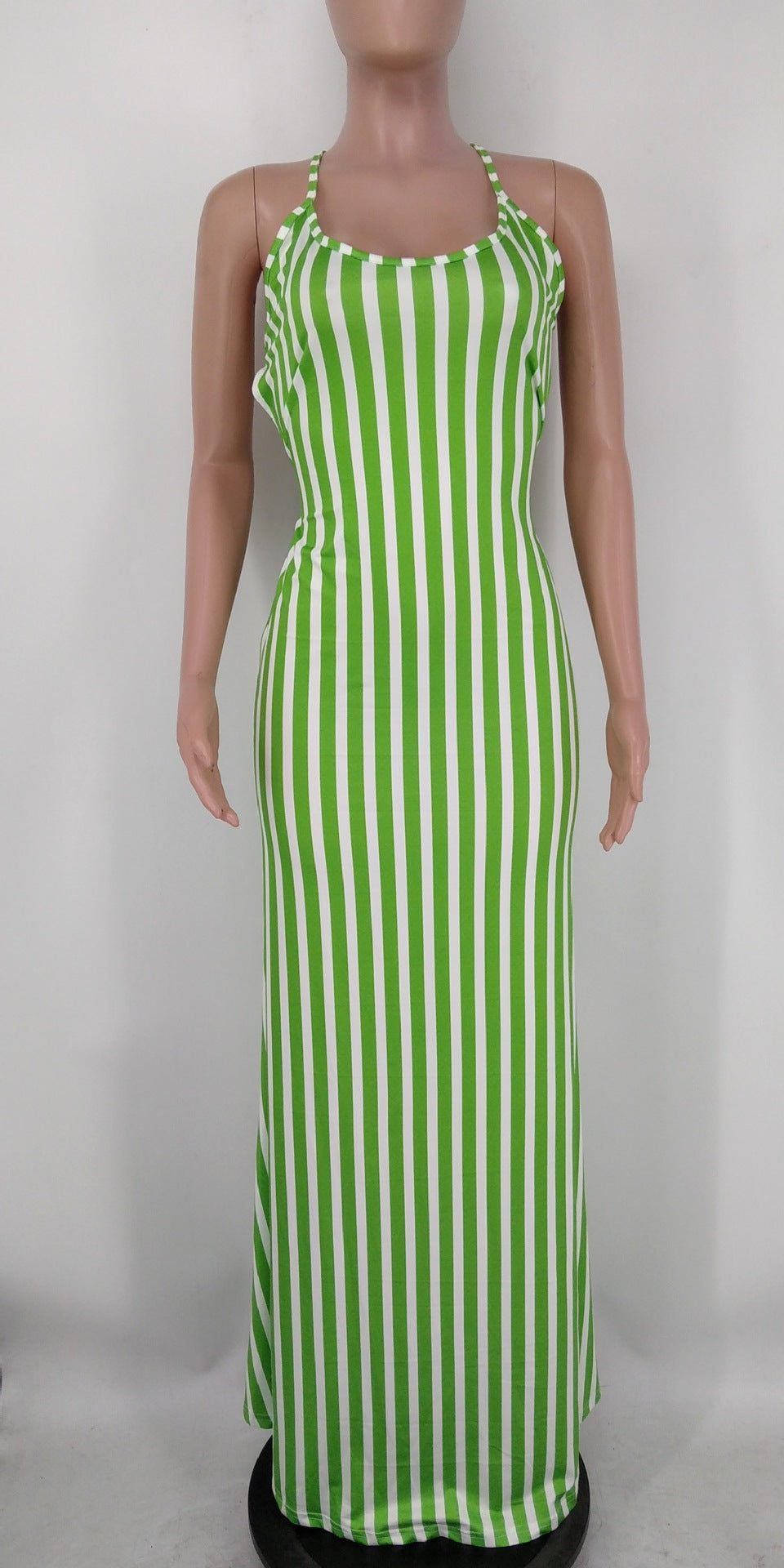 Sexy Sexy Striped Cross Strap Maxi Dress