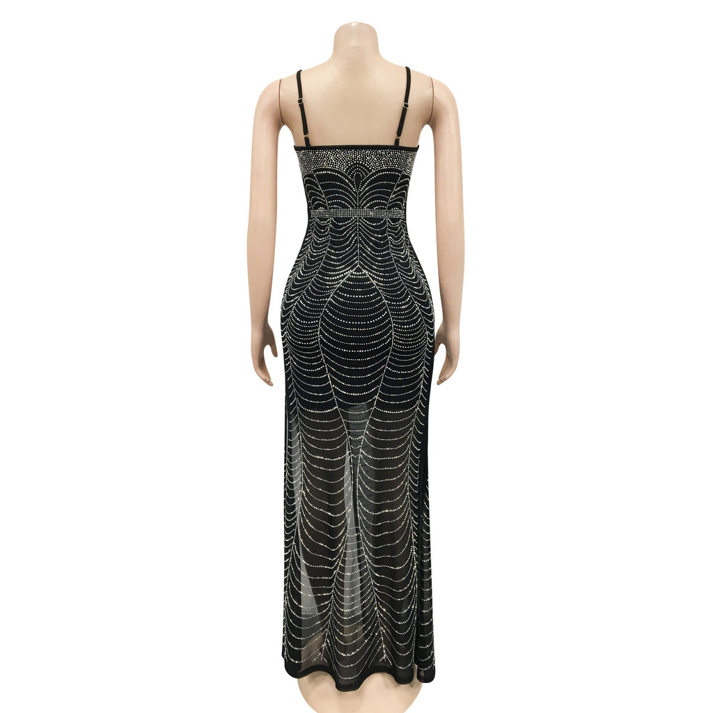 Sexy Hot Drilling High Split Long Evening Dress