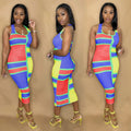 Sexy Colorful Print Sleeveless Slim Long Dress
