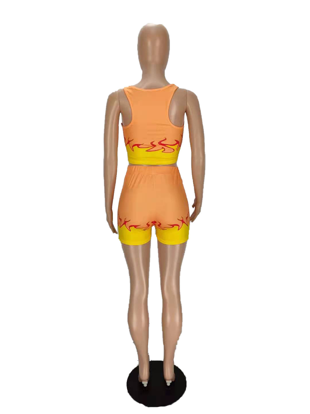 Sexy Flame Print Tank Top And Shorts 2 Piece Suits