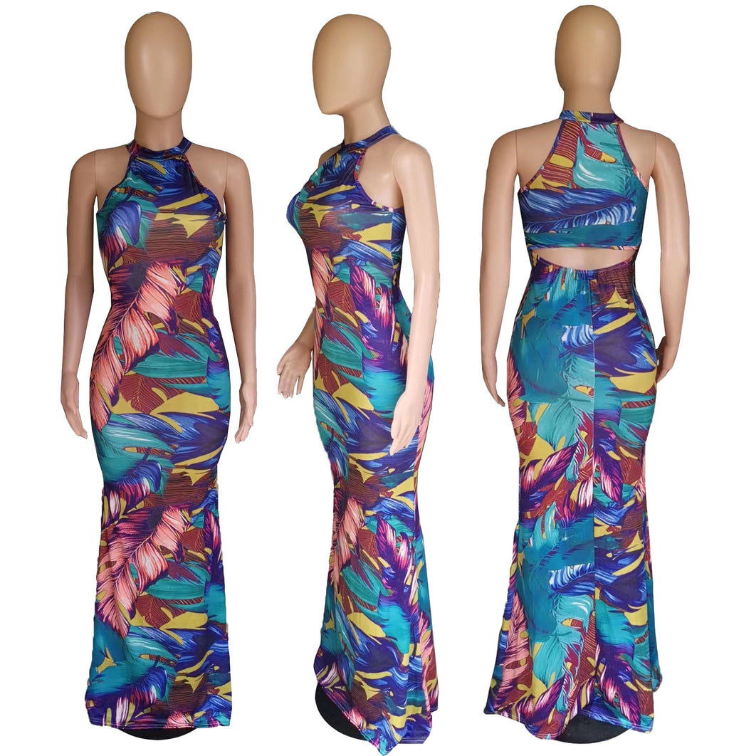 Sexy Sexy Printed Sleeveless Maxi Dress