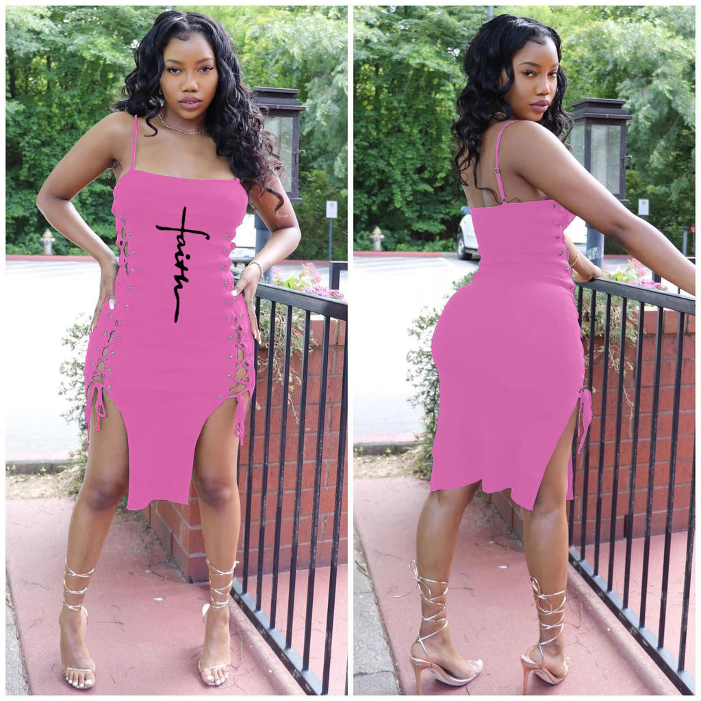 Sexy Letter Print Spaghetti Strap Bandage Dress