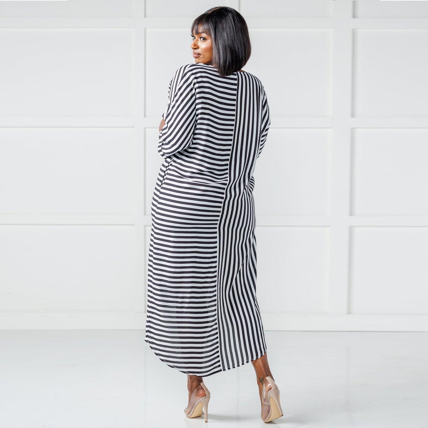 Sexy Casual Striped High Low Irregular Long Dress