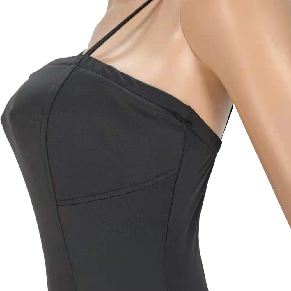 Sexy Solid Spaghetti Strap Slim Midi Dress