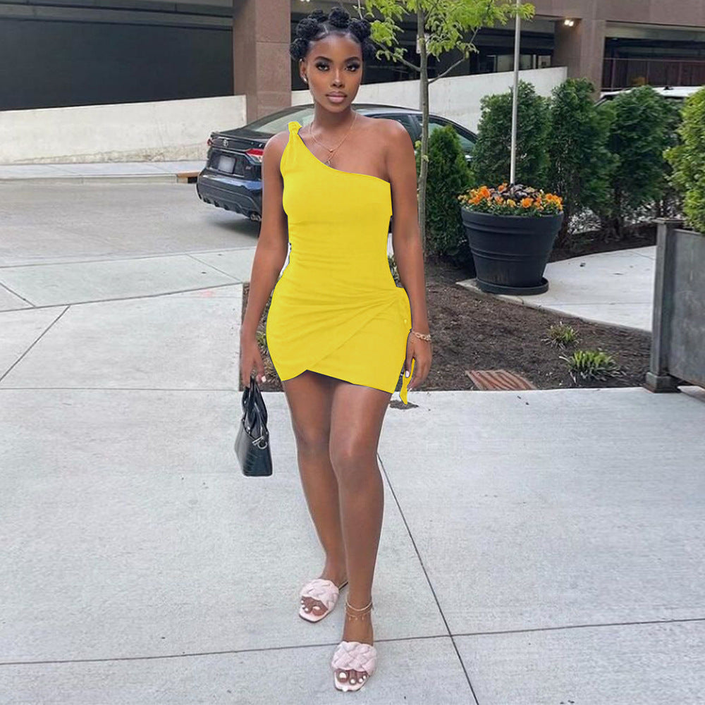 Sexy Sexy One Shoulder Sleeveless Mini Dress
