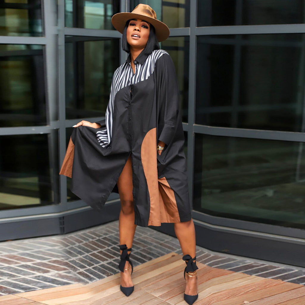 Sexy Plus Size Batwing Sleeve Loose Shirt Dress