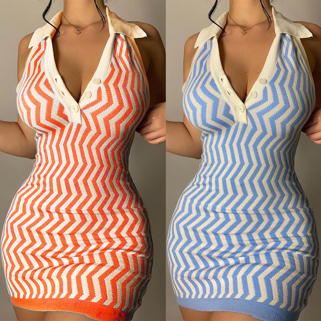 Sexy Sexy Print Halter Sweater Mini Dress