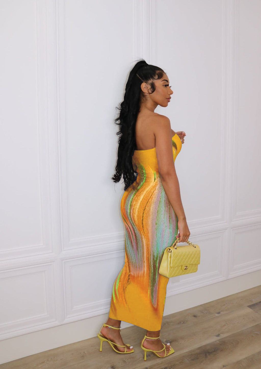 Sexy Sexy Printed Strapless Maxi Dress