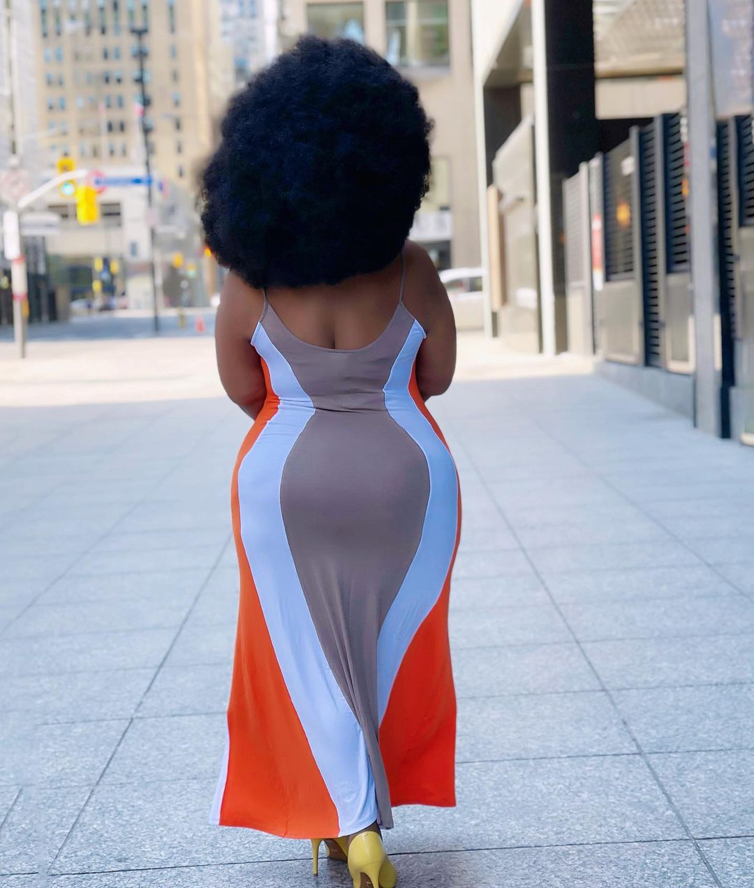 Sexy Plus Size Color Splice Sling Long Dresses