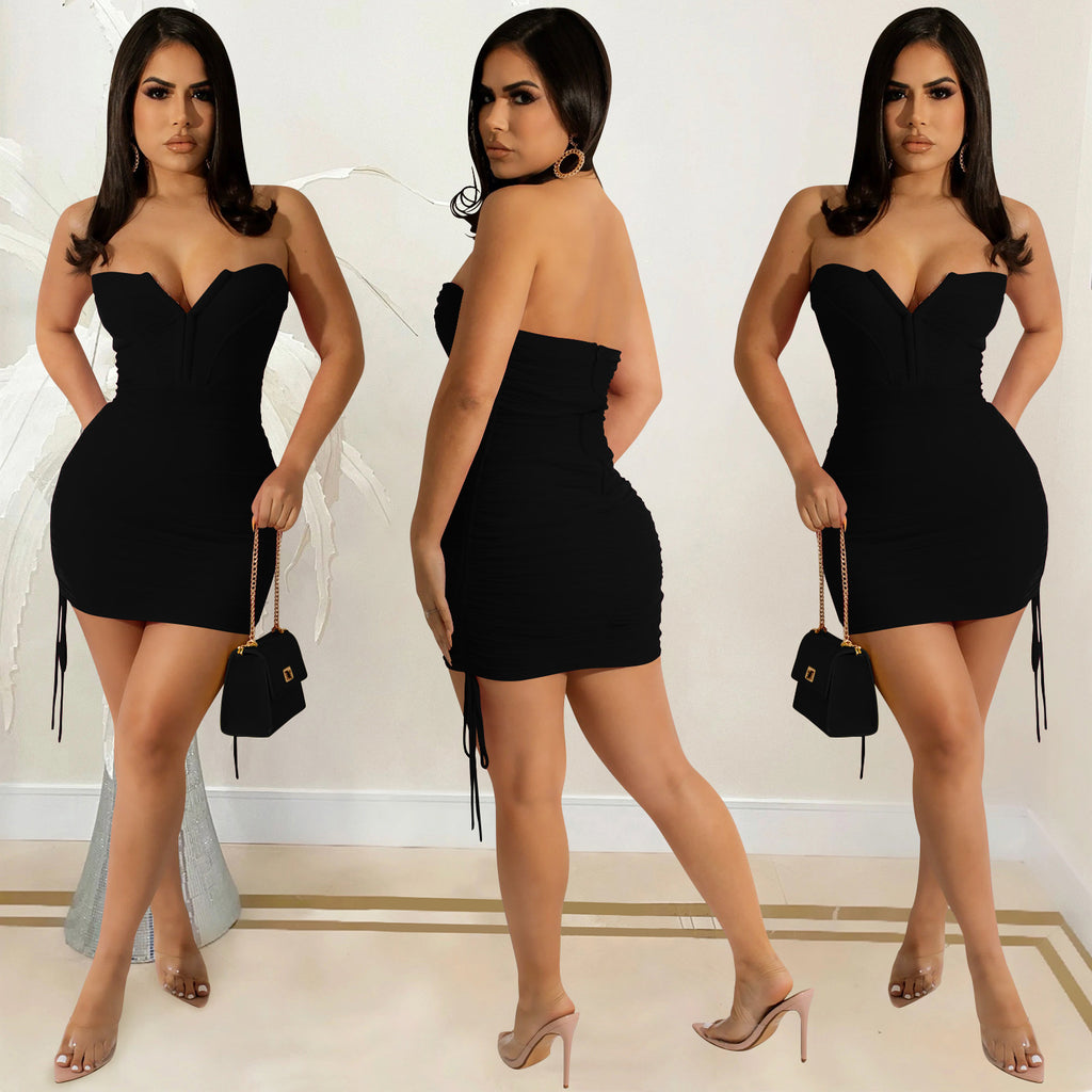 Sexy Sexy Mesh Strapless Bodycon Dress