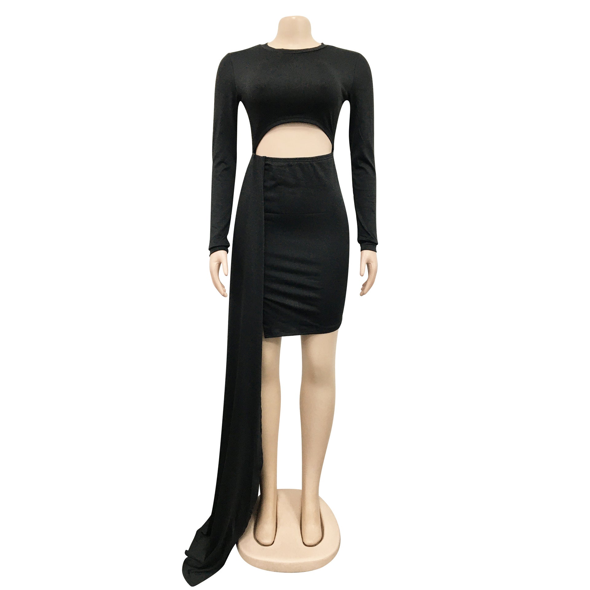 Sexy Solid Long Sleeve Bodycon Mini Dress