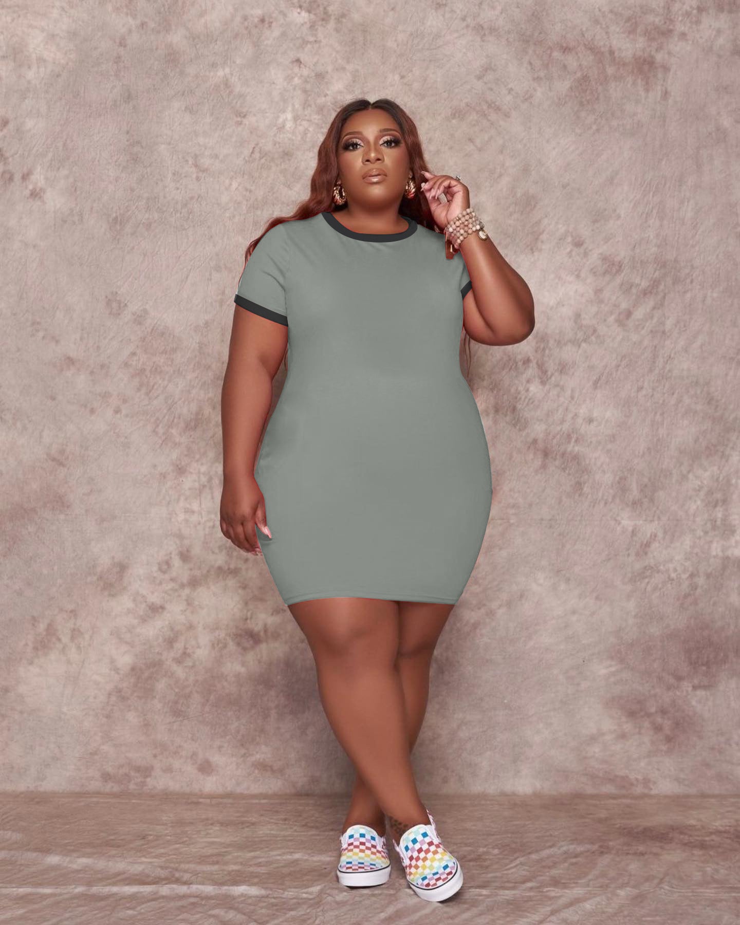 Sexy Plus Size Casual Short Sleeve O Neck Mini Dress