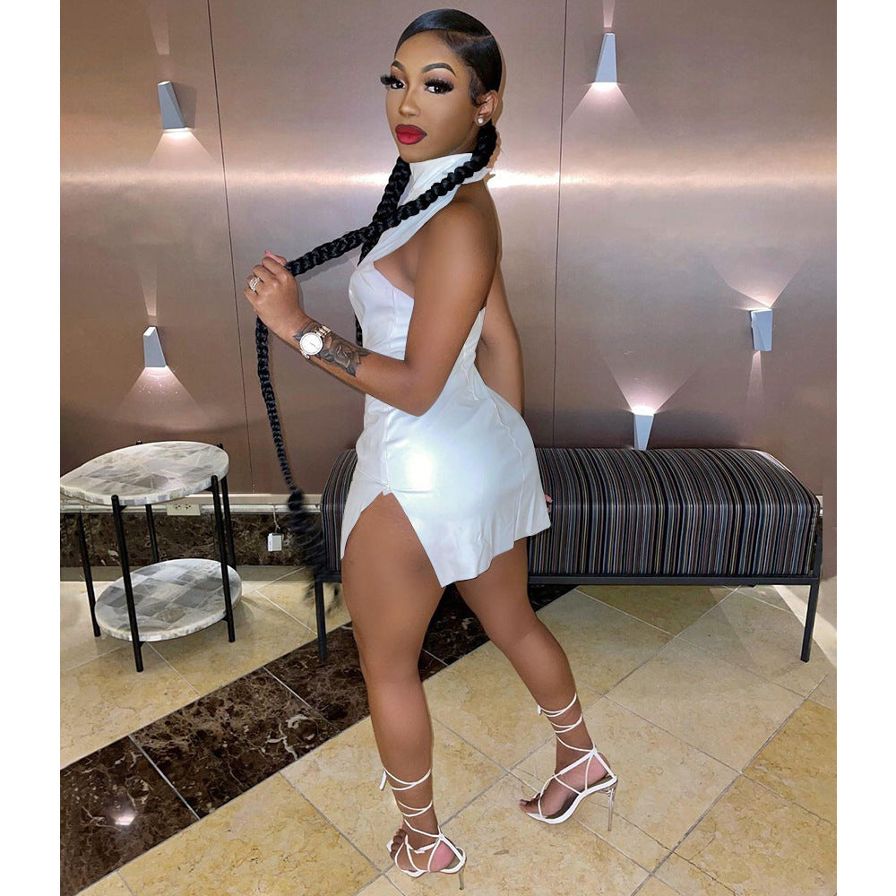 Sexy Sexy Solid Backless Mini Club Dress