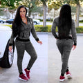 Sexy Hooded Zipper Long Sleeve Pants Sports Suit