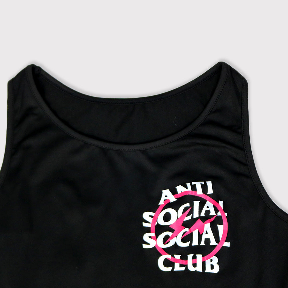 Sexy Letter Print Sleeveless Slim Mini Dress