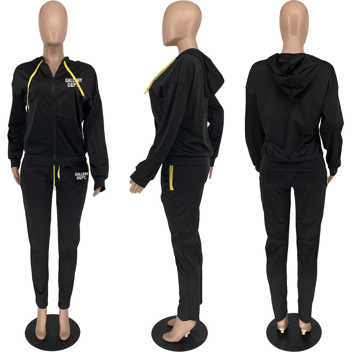 Sexy Casual Sport Print Zipper Hooded Two Piece Set