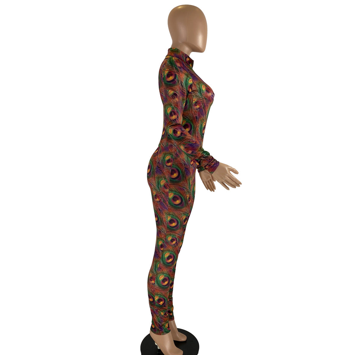 Sexy Fashion Print Long Sleeve Skinny Jumpsuit
