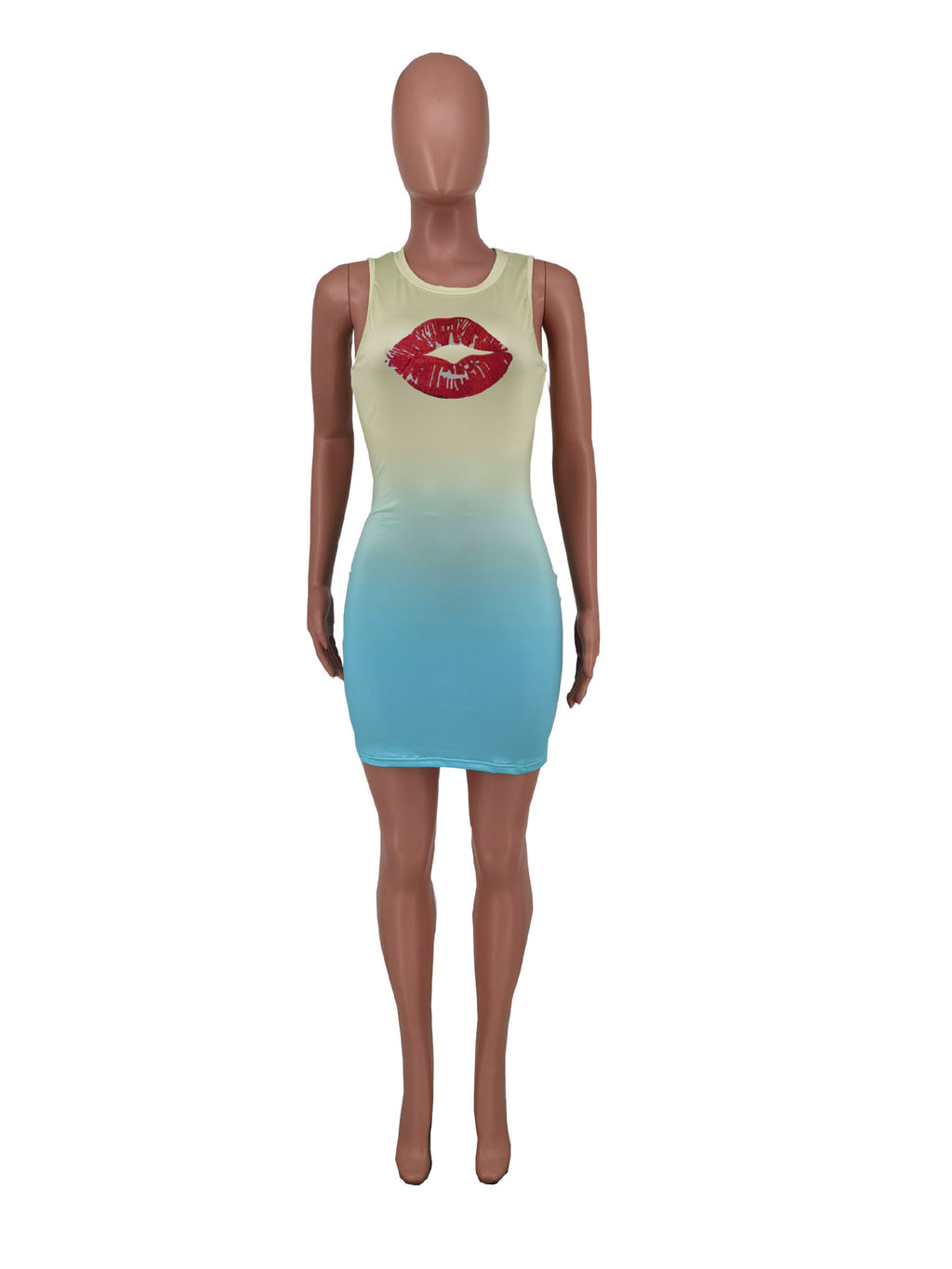 Sexy Gradient Sleevless Slim Mini Dress