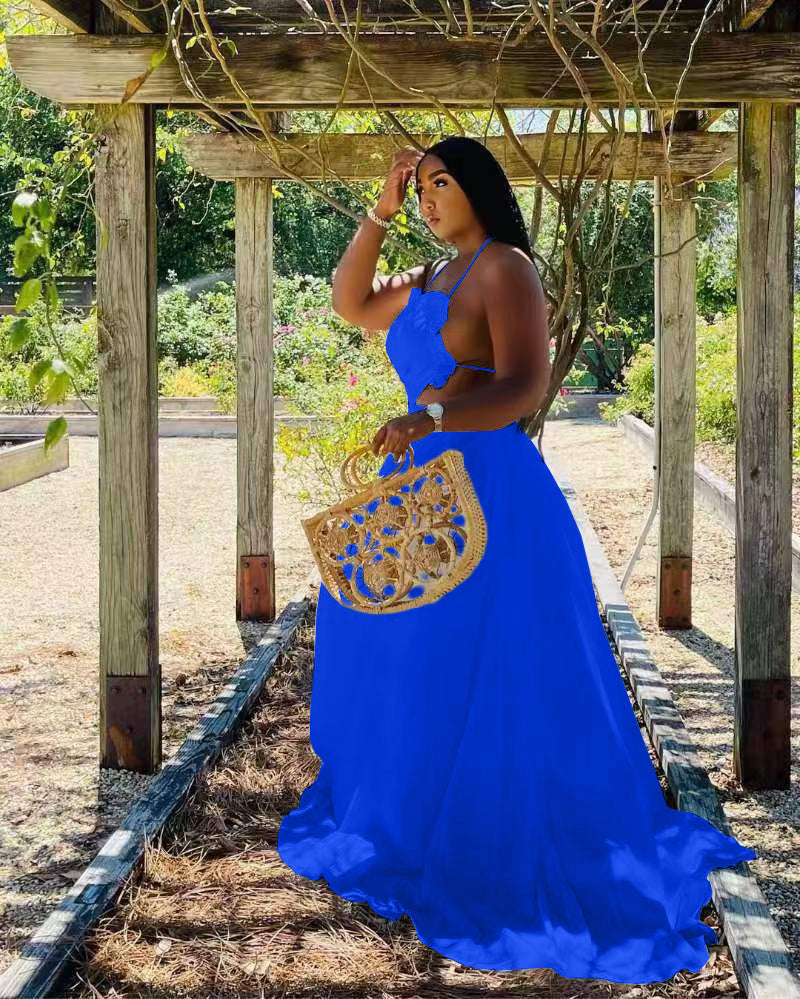 Sexy Solid Sexy High Waist Big Swing Maxi Dress