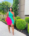 Sexy Contrast Color Sleeveless Bodycon Dress