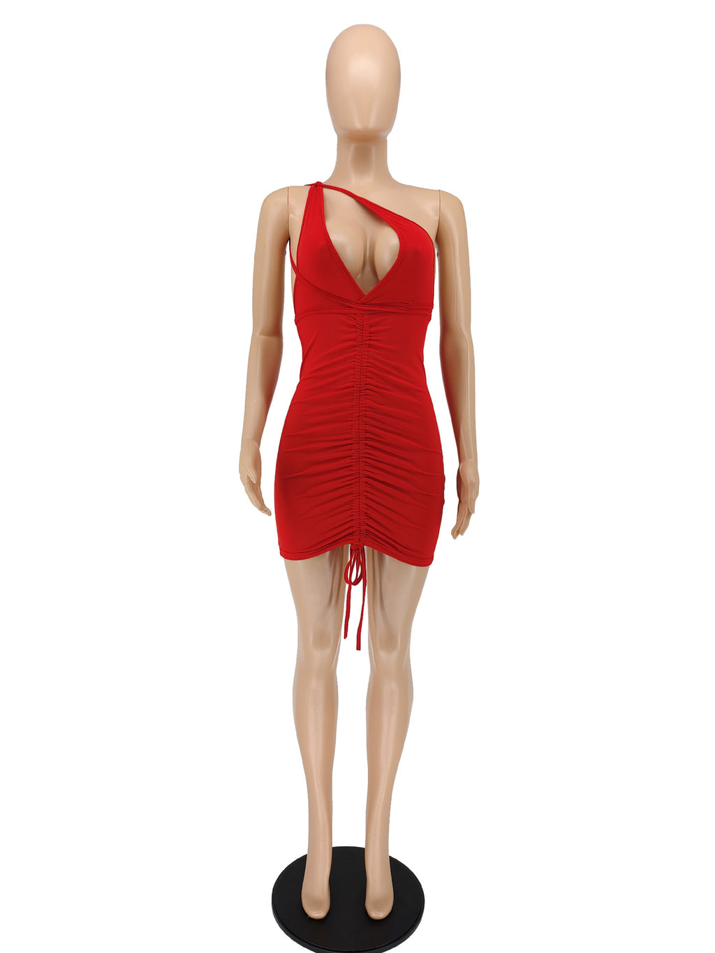 Sexy Sexy Deep V Neck Ruched Bandage Mini Dress