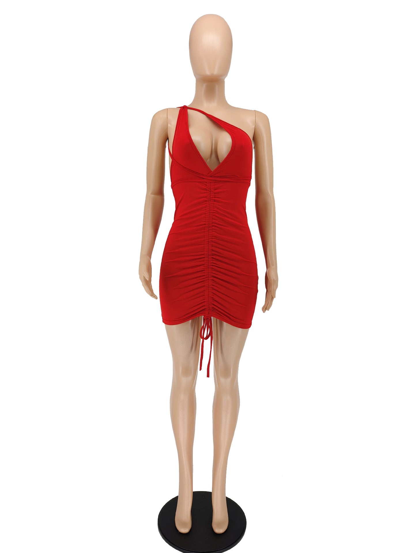 Sexy Sexy Deep V Neck Ruched Bandage Mini Dress