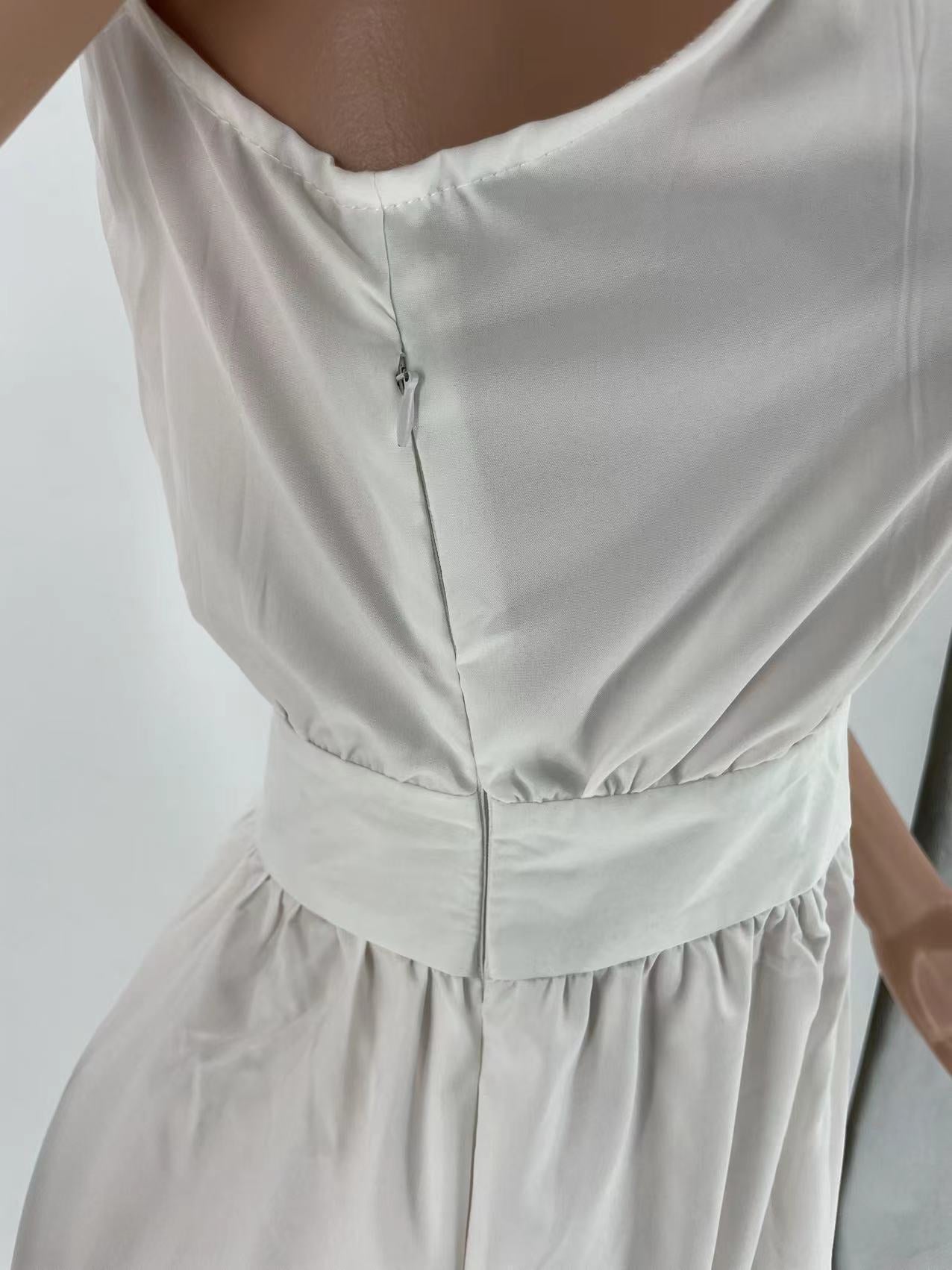 Sexy Solid One Shoulder Ruffled High Waist Midi Dress